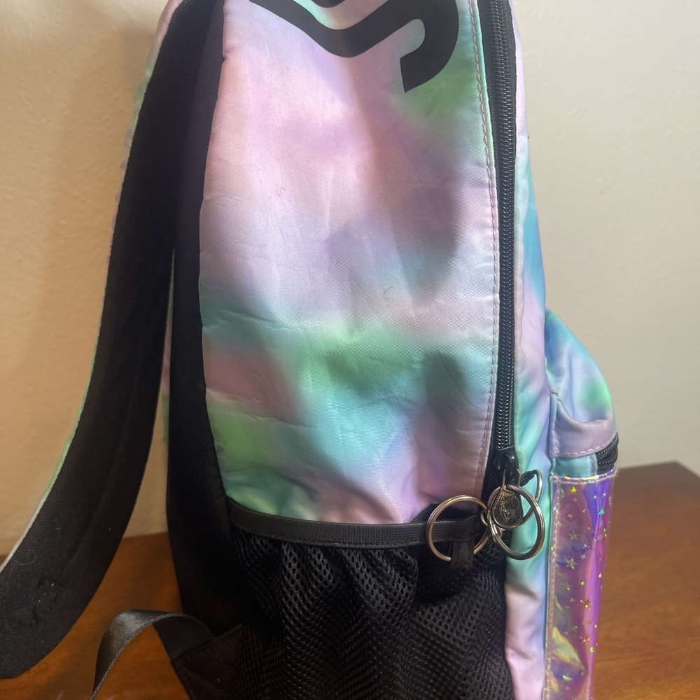 Justice Tie Dye Iridescent Holographic G Backpack Bookbag School Bag - Picture 6 of 14